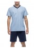 GALAXY - Ανδρική Καλοκαιρινή Πιτζάμα  #719 Μπλε Εμπριμε