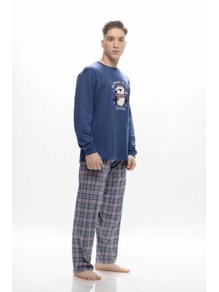 GALAXY - Ανδρική Χειμερινή Πιτζάμα “Snow It All” #791 Μπλε Ραφ