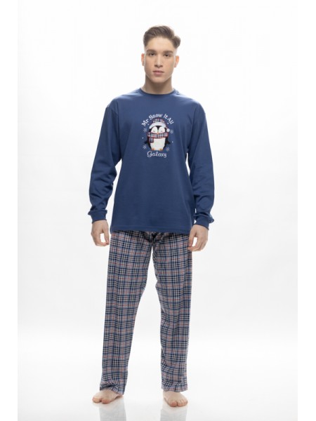 GALAXY - Ανδρική Χειμερινή Πιτζάμα “Snow It All” #791 Μπλε Ραφ
