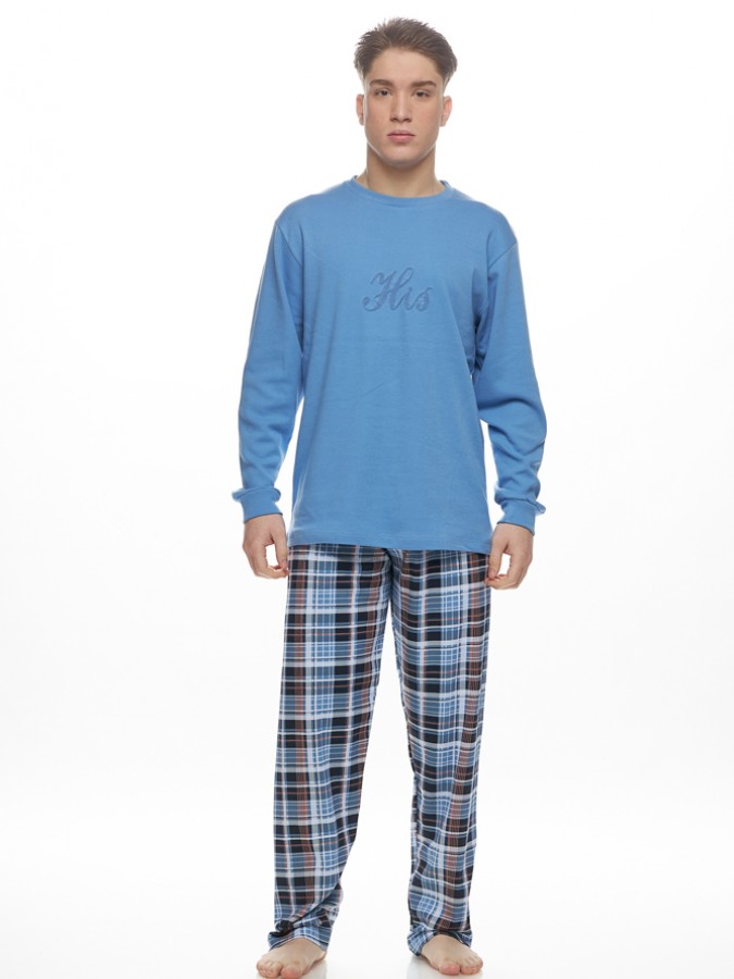 GALAXY - Ανδρική Χειμερινή Πιτζάμα “HIS” #790 Μπλε Ραφ