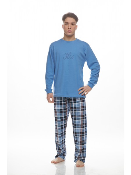 GALAXY - Ανδρική Χειμερινή Πιτζάμα “HIS” #790 Μπλε Ραφ