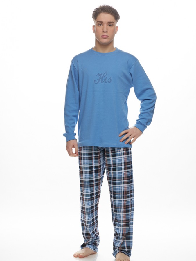 GALAXY - Ανδρική Χειμερινή Πιτζάμα “HIS” #790 Μπλε Ραφ