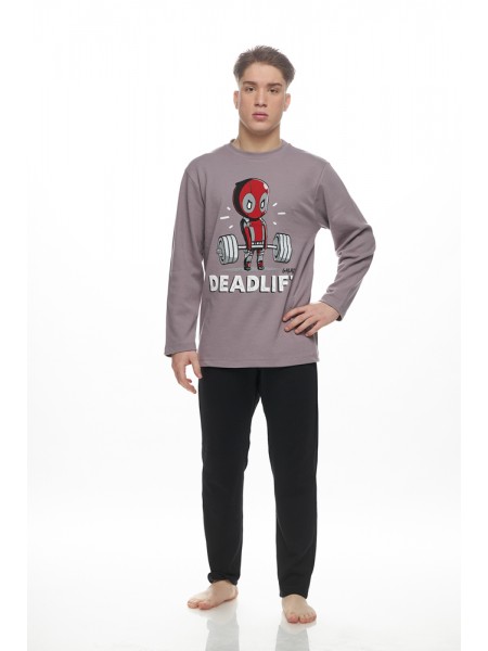 GALAXY - Ανδρική Χειμερινή Πιτζάμα “Deadlift” #791 Γκρι GALAXY - Ανδρική Χειμερινή Πιτζάμα “Deadlift” #791 Γκρι