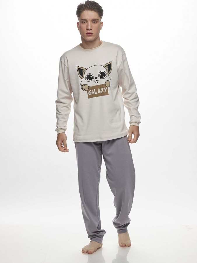 GALAXY - Ανδρική Χειμερινή Πιτζάμα “Galaxy Cat” #793 Πάγος