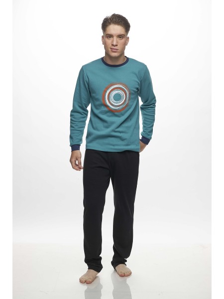 GALAXY - Ανδρική Χειμερινή Πιτζάμα “Σχέδιο Κύκλους” #795 Πετρόλ