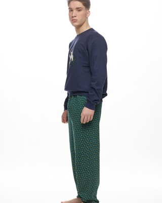 GALAXY - Ανδρική Χειμερινή Πιτζάμα “Hello Honey” #801 Μπλε