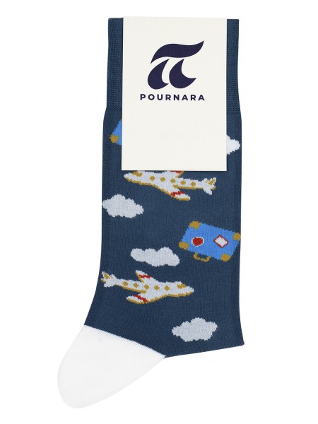 POURNARA Ανδρικές Κάλτσες με Σχέδιο #2014-2 Μπλε