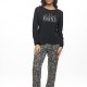 GALAXY - Γυναικεία Χειμερινή Πυτζάμα Βαμβακερή "The Real Boss" #814 Μαύρο