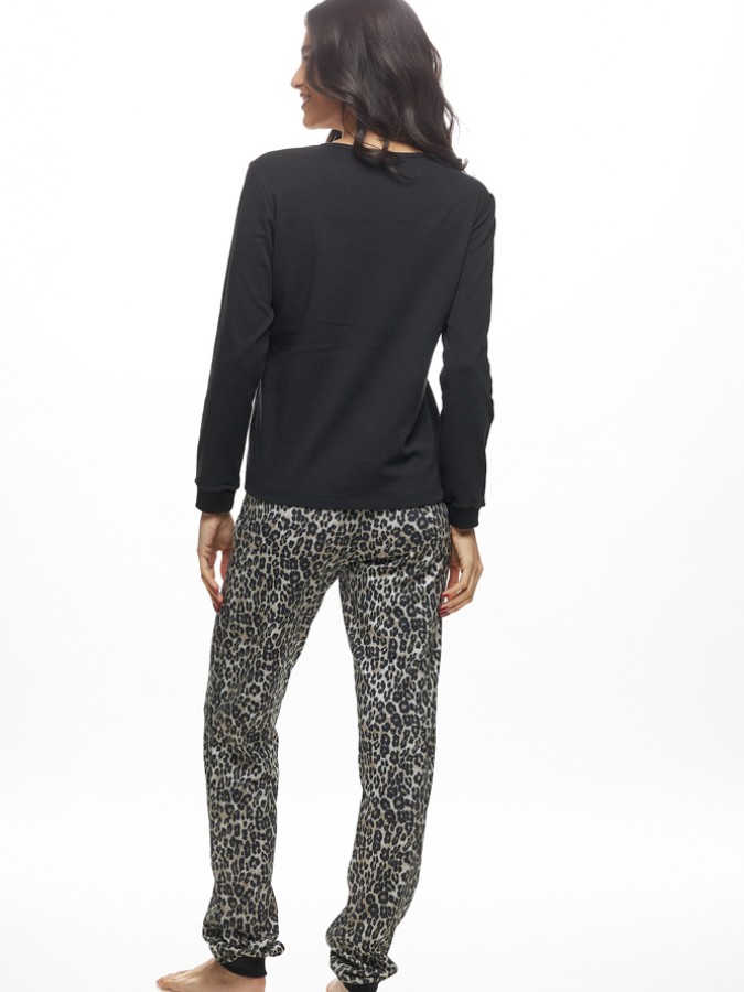 GALAXY - Γυναικεία Χειμερινή Πυτζάμα Βαμβακερή "The Real Boss" #814 Μαύρο