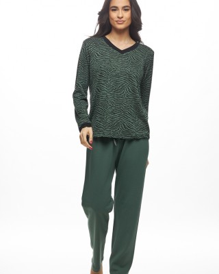 GALAXY - Γυναικεία Χειμερινή Πυτζάμα Βαμβακερή "animal print" #820 Πράσινο