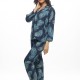 GALAXY - Γυναικεία Χειμερινή Πυτζάμα Βαμβακερή με Κουμπιά #824 Μπλε