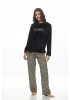 GALAXY - Γυναικεία Χειμερινή Πυτζάμα Βελουτε "Chic" #840 Μαύρο