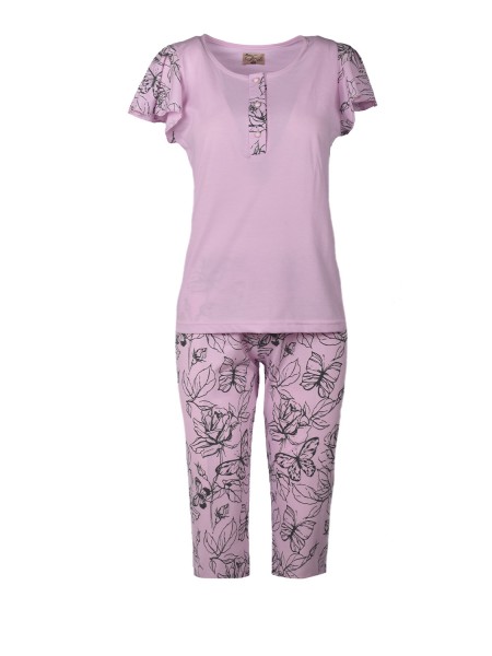 MISS RODI - Γυναικεία Πιτζάμα Καλοκαιρινή κάπρι παντελόνι #3756 Ροζ