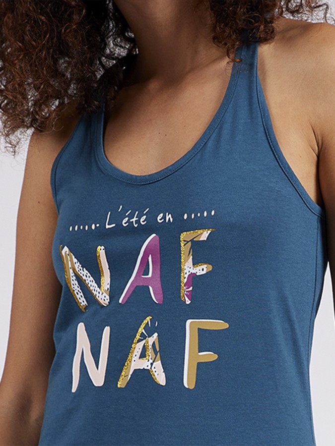 NAF NAF - Γυναικεία Πιτζάμα Καλοκαιρινή Modal #CARA Μπλέ