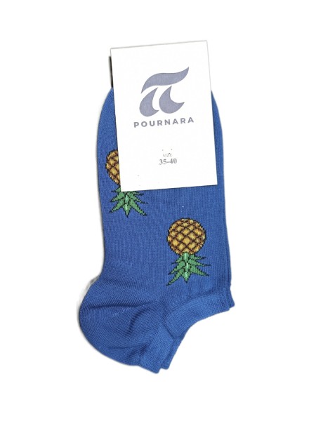 POURNARA Γυναικείες Κάλτσες Design Pineapple #3005-1 Μπλε