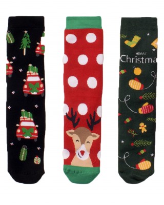 SOMA Γυναικείες Χριστουγεννιάτικες Κάλτσες 3 Ζευγάρια #GFBOX2 Πολύχρωμες