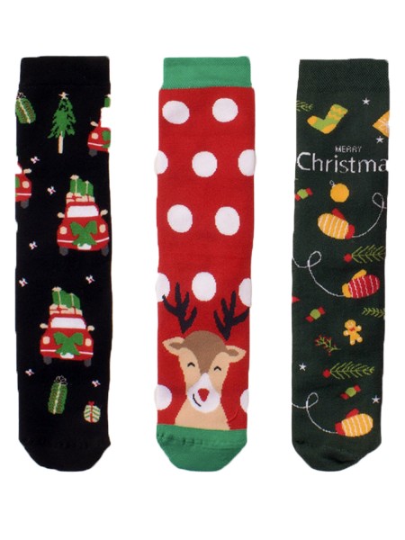 SOMA Γυναικείες Χριστουγεννιάτικες Κάλτσες 3 Ζευγάρια #GFBOX2 Πολύχρωμες