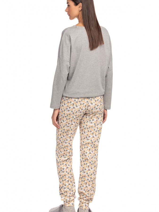 Vamp - Γυναικεία Χειμερινή Πυτζάμα Βαμβακερή 15383 Γκρι