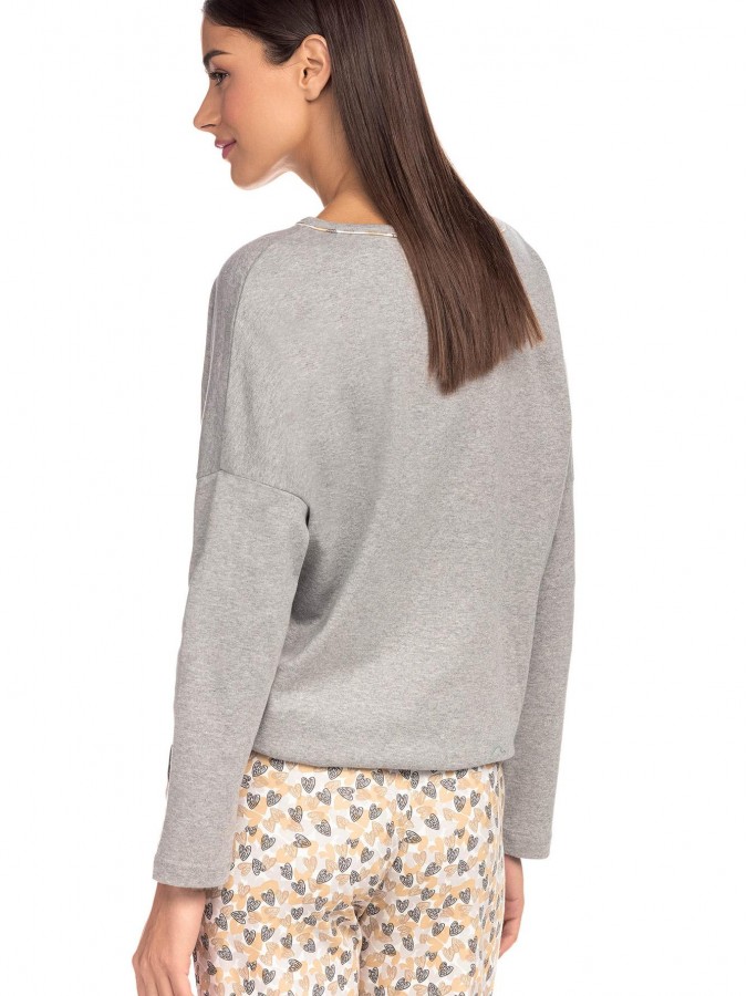 Vamp - Γυναικεία Χειμερινή Πυτζάμα Βαμβακερή 15383 Γκρι