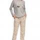 Vamp - Γυναικεία Χειμερινή Πυτζάμα Βαμβακερή 15383 Γκρι