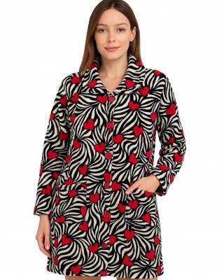 GIOTA - Γυναικεία Ρόμπα Fleece με Κουμπιά - 1242 Ζεβρε