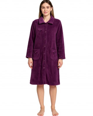 MYSTICO - Γυναικεία Ρόμπα μακριά Fleece με Κουμπιά - 282225 Μωβ
