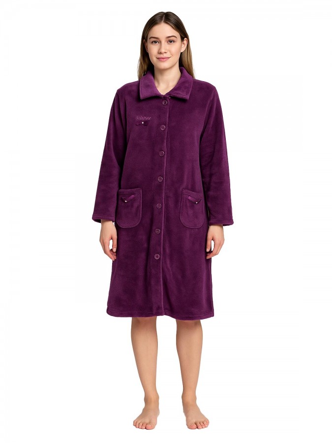 MYSTICO - Γυναικεία Ρόμπα μακριά Fleece με Κουμπιά - 282225 Μωβ