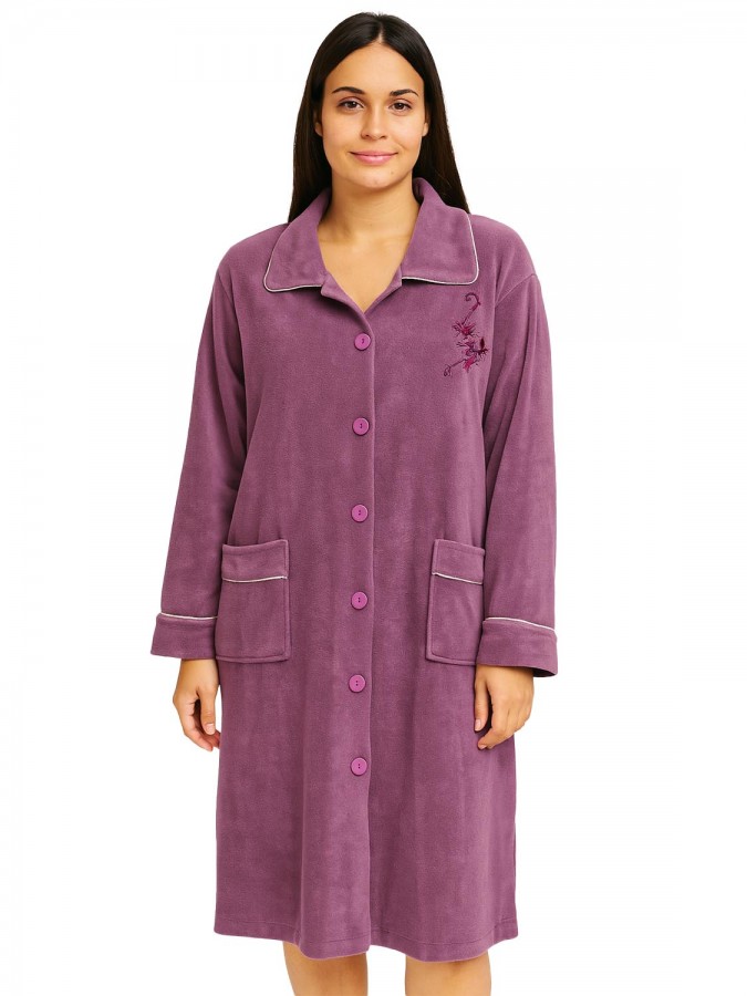 MYSTICO - Γυναικεία Ρόμπα μακριά Fleece με Κουμπιά - 283419 Μωβ