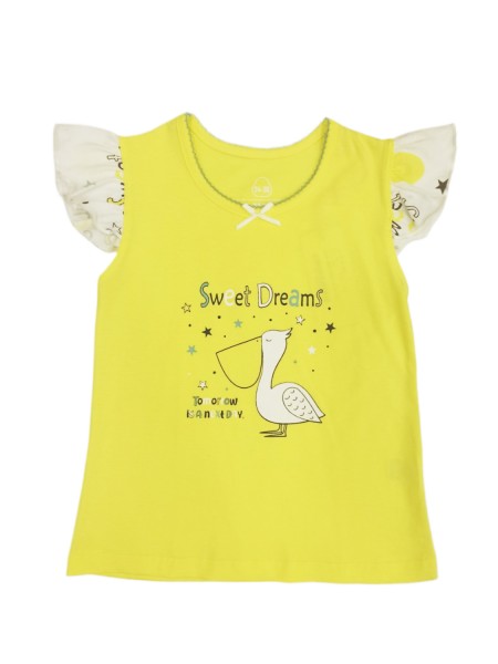 ALKMIN BEBE Πυτζάμα Καλοκαιρινή για Κορίτσια 6-36 μηνών #223-0954 Κίτρινο