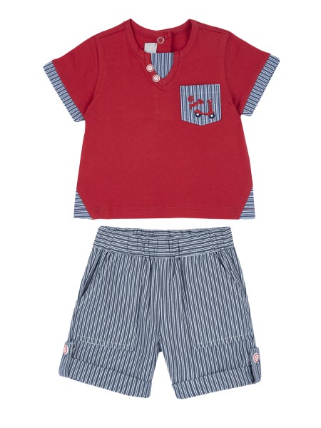 CHICCO Βρεφικό Σετ Κοντομάνικο Με Βερμούδα για αγόρια 3-24 μηνών #014-018 Κόκκινο