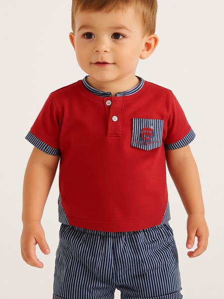 CHICCO Βρεφικό Σετ Κοντομάνικο Με Βερμούδα για αγόρια 3-24 μηνών #014-018 Κόκκινο
