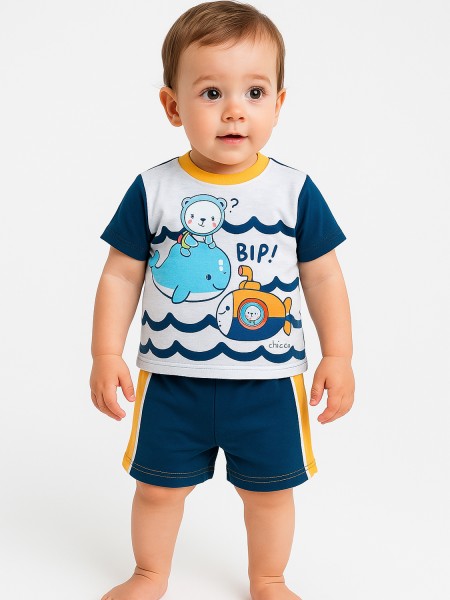 CHICCO Βρεφικό Σετ Κοντομάνικο Με Βερμούδα για αγόρια 3-24 μηνών #729930 navy