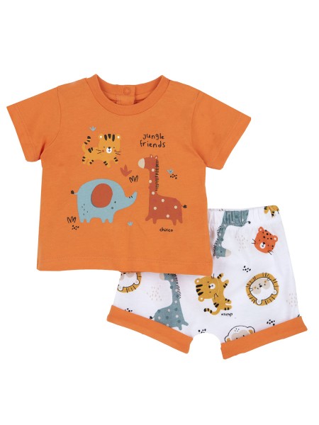 CHICCO Βρεφικό Σετ Κοντομάνικο Με Βερμούδα για αγόρια 3-24 μηνών #756210 Πορτοκαλί