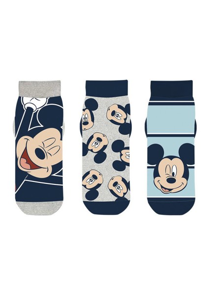 DISNEY Kάλτσες Κοντές για αγόρι σετ 3 ζεύγη Mickey Mouse #38131 Γκρι