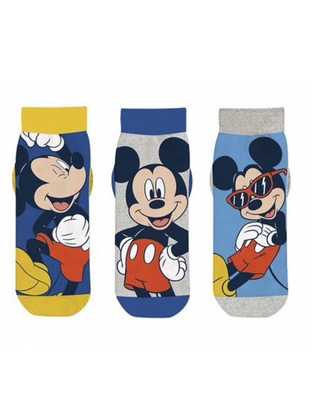 DISNEY Kάλτσες Κοντές για αγόρι σετ 3 ζεύγη Mickey Mouse #38131 Μπλέ