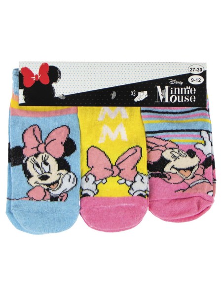 DISNEY Kάλτσες Κοντές για κορίτσι σετ 3 ζεύγη Minnie Mouse #38132 Ροζ