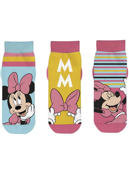 DISNEY Kάλτσες Κοντές για κορίτσι σετ 3 ζεύγη Minnie Mouse #38132 Ροζ