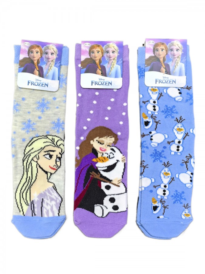 DISNEY Kάλτσες μακριές για κορίτσι σετ 3 ζεύγη Frozen #FZ22175 multi