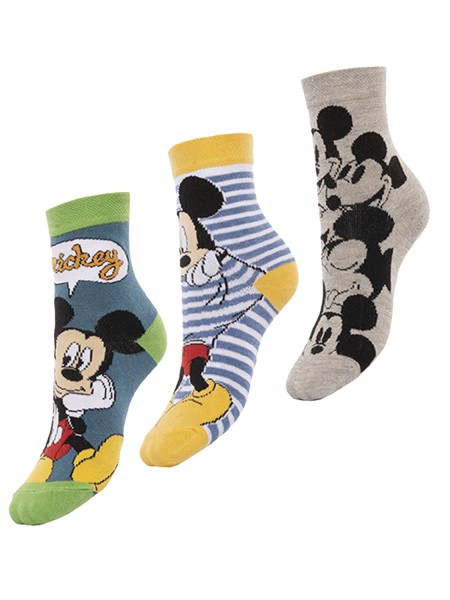 DISNEY Kάλτσες μακριές σετ 3 ζεύγη Mickey Mouse #MC19023 multi