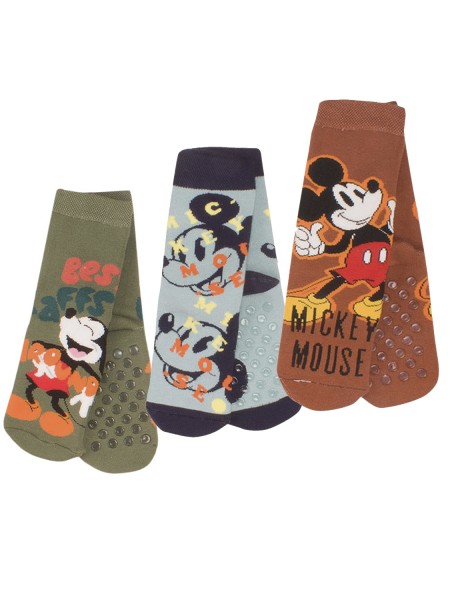 DISNEY Kάλτσες πετσετέ με τάπες για αγόρι σετ 3 ζεύγη #Mickey Mouse