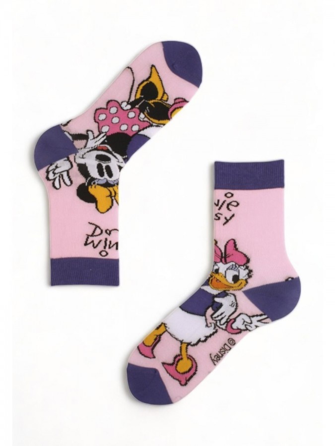 DISNEY Kάλτσες ψηλές με σχέδια σετ 4 ζεύγη #MN22204 Minnie Mouse (μπλε-ροζ-φουξ-πορτοκαλί)