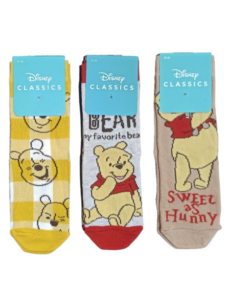 DISNEY Kάλτσες μακριές σετ 3 ζεύγη Winnie The Pooh #WP22181 Multi