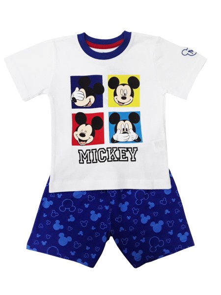 DISNEY Παιδική Πιτζάμα Καλοκαιρινή για αγόρι 3-8 ετών Mickey Mouse #57278 Λευκό