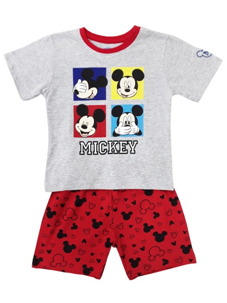 DISNEY Παιδική Πιτζάμα Καλοκαιρινή για αγόρι 3-8 ετών Mickey Mouse #57278 Γκρι
