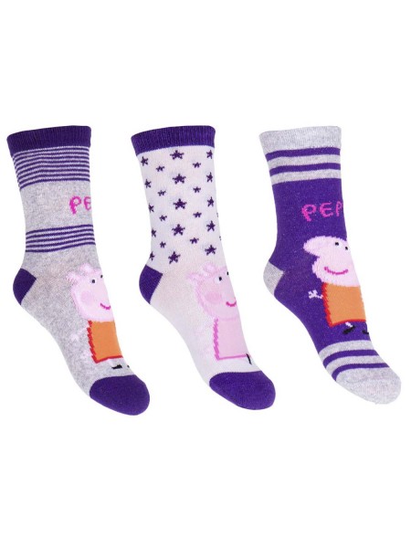 DISNEY Kάλτσες μακριές για Κορίτσι σετ 3 ζεύγη Peppa Pig #37594 Μοβ