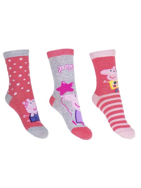 DISNEY Kάλτσες μακριές για Κορίτσι σετ 3 ζεύγη Peppa Pig #37594 Κοραλί