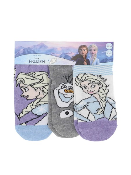 DISNEY Kάλτσες Κοντές για κορίτσι σετ 3 ζεύγη Frozen #38615 Μπλε