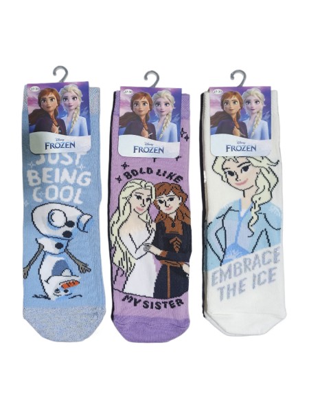 DISNEY Kάλτσες μακριές για κορίτσι σετ 3 ζεύγη Frozen #FZ21550 multi
