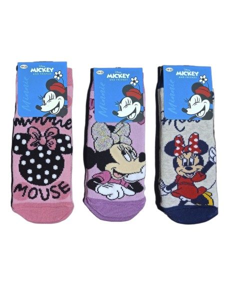 DISNEY Kάλτσες πετσετέ με τάπες σετ 3 ζεύγη Minnie Mouse #MN21554 multi
