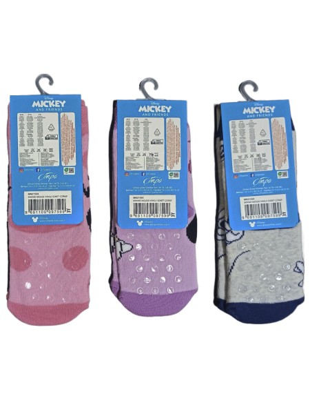 DISNEY Kάλτσες πετσετέ με τάπες σετ 3 ζεύγη Minnie Mouse #MN21554 multi
